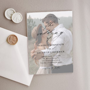Elegant Script Overlay Photo Wedding  Acrylic Invitations