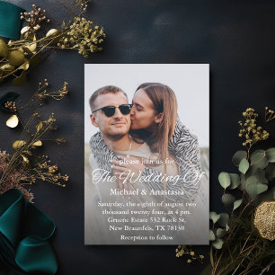 Elegant Script Overlay Picture Wedding Invitation