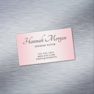 Elegant Script Pale Pink Ombre Magnetic Business Card
