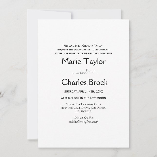 Elegant Script Parents Wedding Invitation (Front)