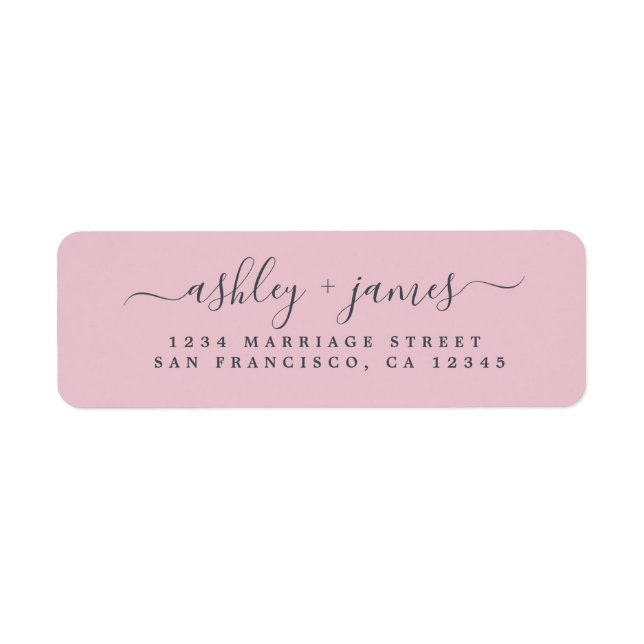 Elegant Script Parfait Pink Wedding Return Address Label (Front)