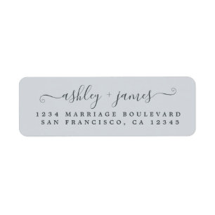 Elegant Script Pastel Blue Wedding Return Address Label