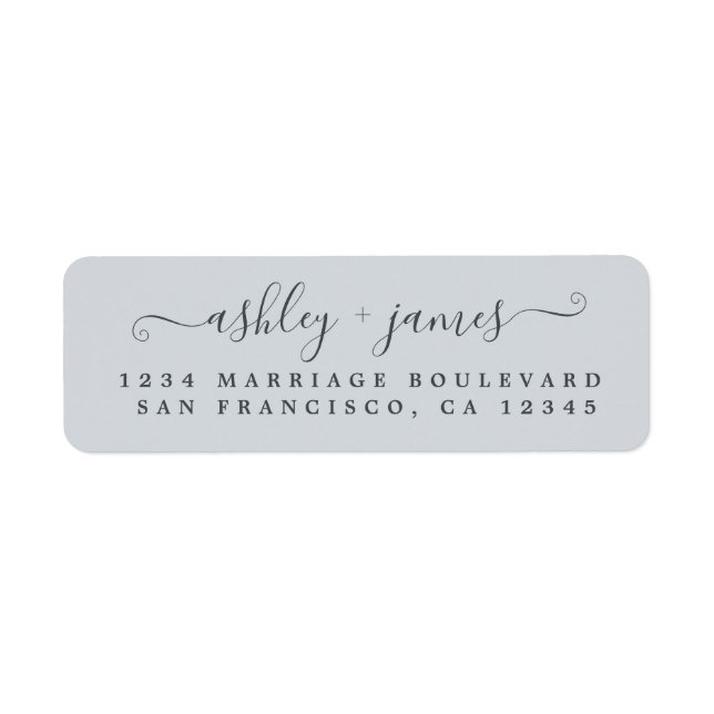 Elegant Script Pastel Blue Wedding Return Address Label (Front)