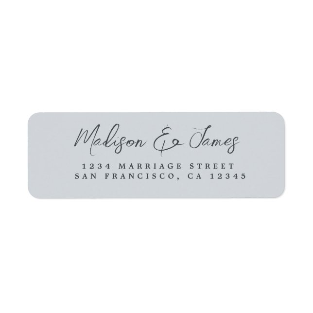 Elegant Script Pastel Blue Wedding Return Address Label (Front)