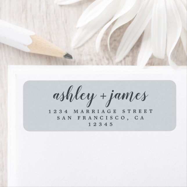 Elegant Script Pastel Blue Wedding Return Address Label (Insitu)