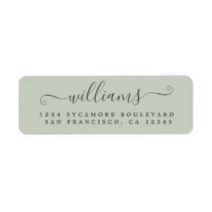 Elegant Script Pastel Green Family Return Address Label