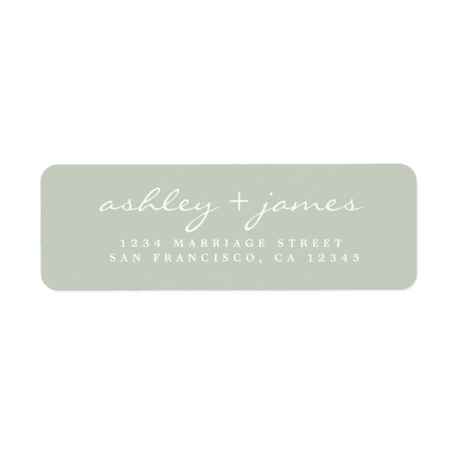 Elegant Script Pastel Green Wedding Return Address Label (Front)
