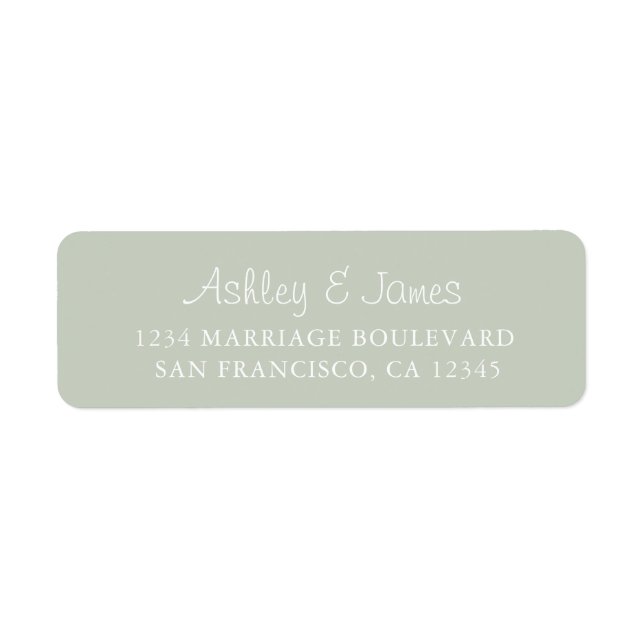 Elegant Script Pastel Green Wedding Return Address Label (Front)