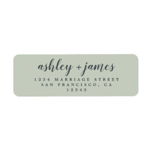 Elegant Script Pastel Green Wedding Return Address Label