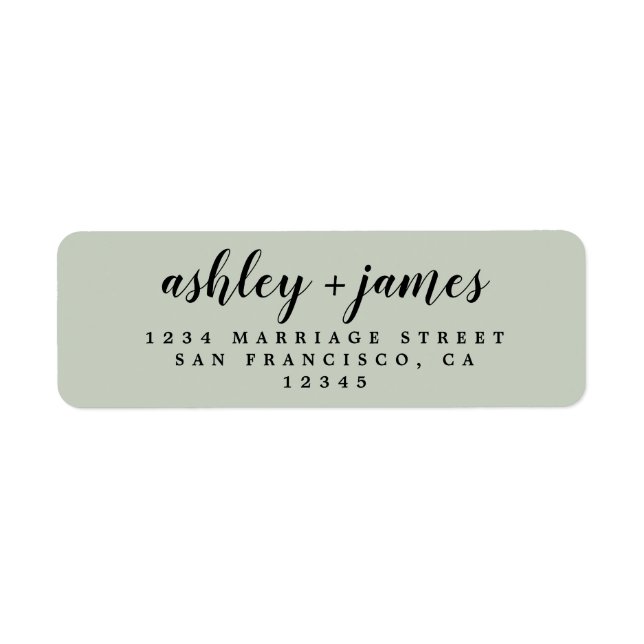 Elegant Script Pastel Green Wedding Return Address Label (Front)