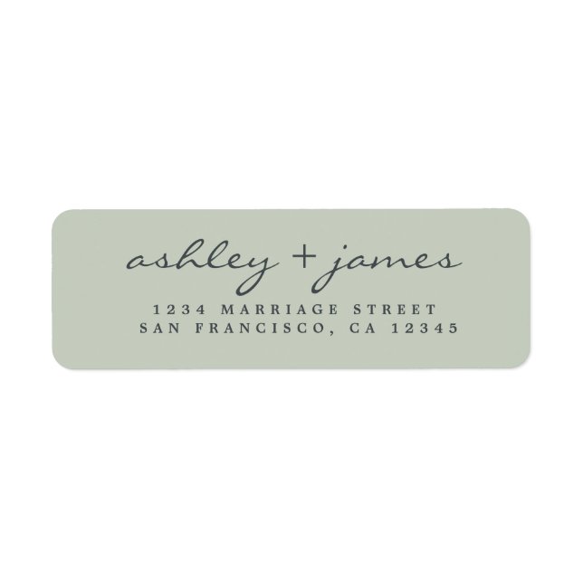 Elegant Script Pastel Green Wedding Return Address Label (Front)