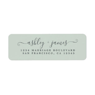 Elegant Script Pastel Green Wedding Return Address Return Address Label