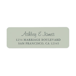 Elegant Script Pastel Green Wedding Return Address Return Address Label