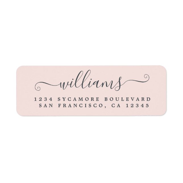 Elegant Script Pastel Pink Family Return Address Label (Front)