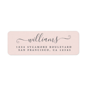 Elegant Script Pastel Pink Family Return Address Return Address Label