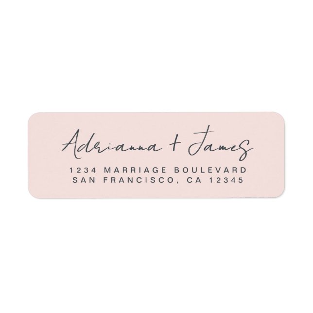 Elegant Script Pastel Pink Wedding Return Address Label (Front)