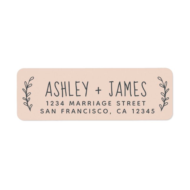 Elegant Script Pastel Pink Wedding Return Address  Label (Front)
