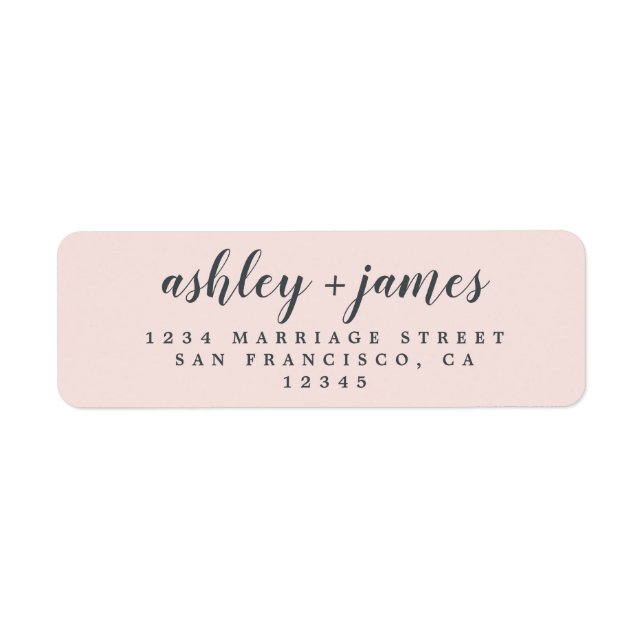 Elegant Script Pastel Pink Wedding Return Address Label (Front)