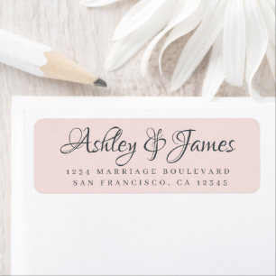 Elegant Script Pastel Pink Wedding Return Address Label