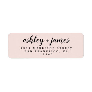 Elegant Script Pastel Pink Wedding Return Address Label