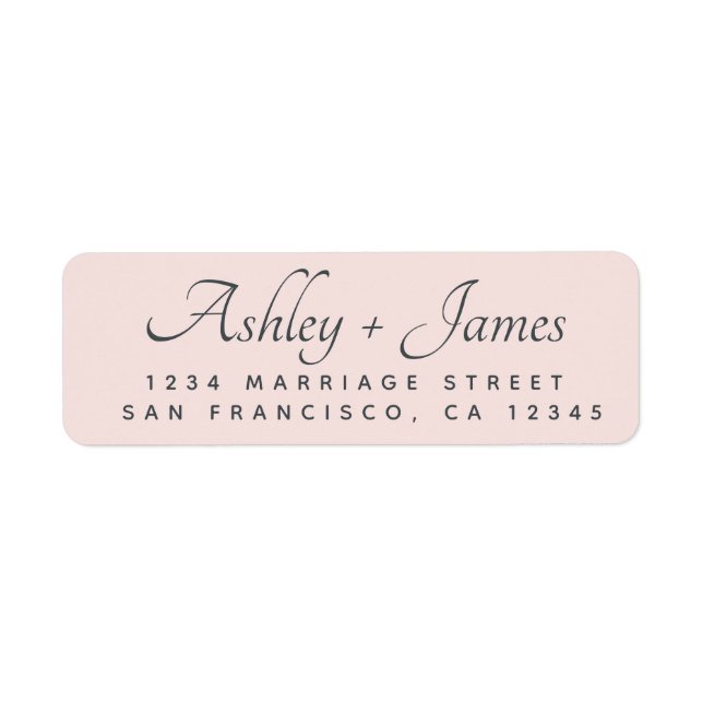Elegant Script Pastel Pink Wedding Return Address Label (Front)