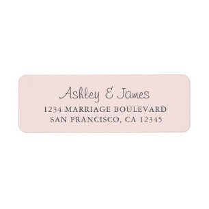 Elegant Script Pastel Pink Wedding Return Address Return Address Label