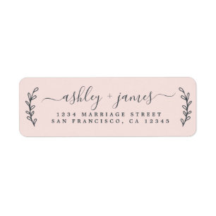 Elegant Script Pastel Pink Wedding Return Address Return Address Label