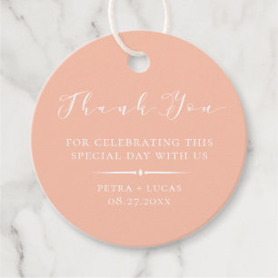 Elegant Script Peach Thank You Favour Tags