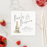 Elegant Script Pearls and Prosecco Bridal Shower Napkin<br><div class="desc">Elegant Script Pearls and Prosecco Bridal Shower. The main heading is in a modern set script and easily personalise name,  occasion and date.</div>