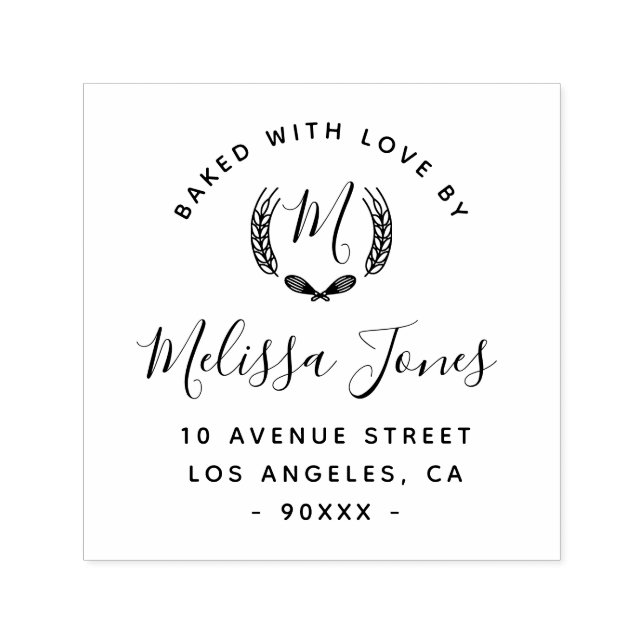 Elegant script personalised Bakery logo business Self-inking Stamp (Design)