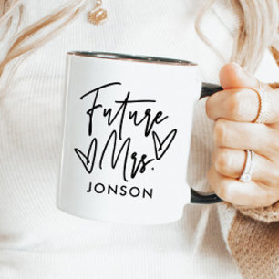 Elegant Script Personalised Future Mrs. Mug
