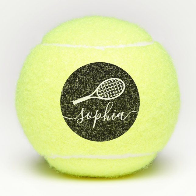 Elegant Script Personalised Name Tennis Balls (Front)