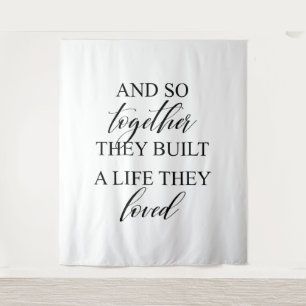 Elegant Script Personalized Wedding Banner Decor Tapestry