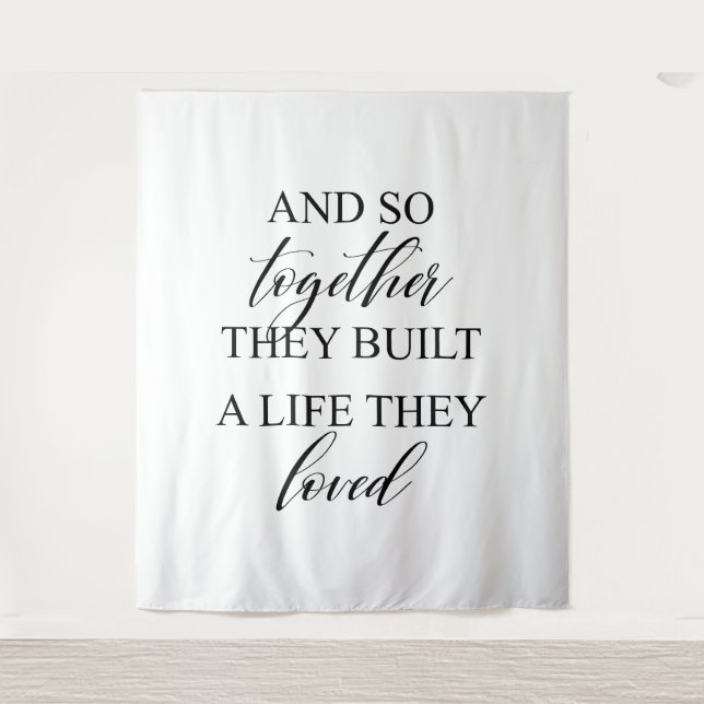 Elegant Script Personalized Wedding Banner Decor Tapestry (Front)