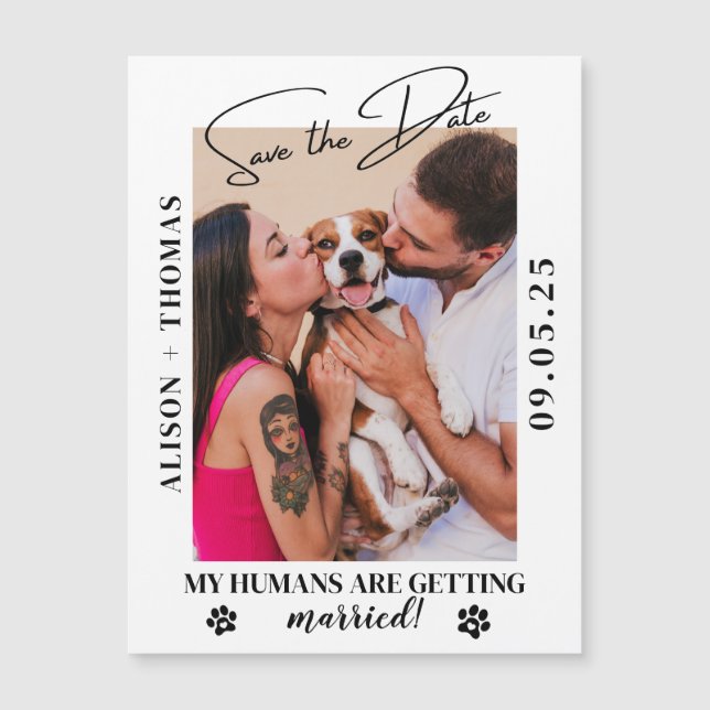 Elegant Script Pet Photo Wedding Save the Date  (Front)