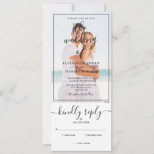 Elegant Script Photo All In One Wedding Invitation