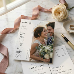 Elegant Script Photo Arch Wedding Save The Date Postcard