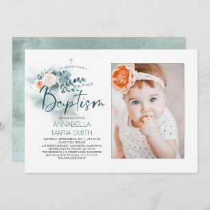Elegant Script Photo Baptism Invitation