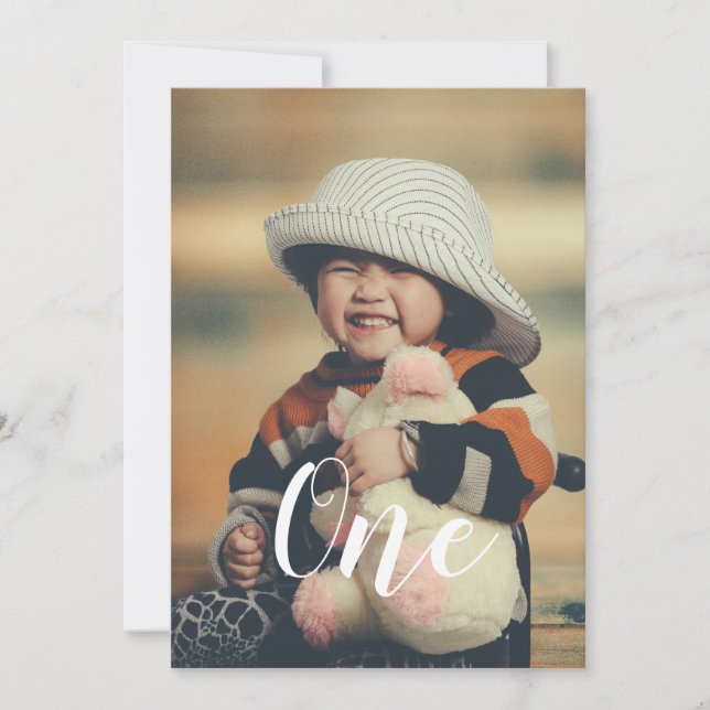 Elegant Script Photo Birthday Party Invitation (Front)