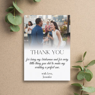 elegant script photo bridesman  thank you card