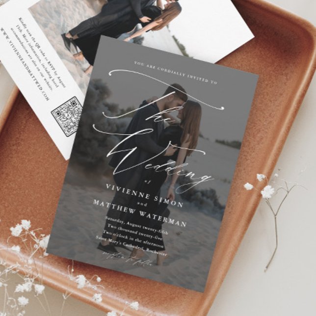 Elegant Script Photo Budget Wedding Invitation (Creator Uploaded)