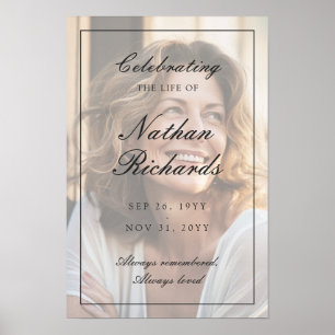 Elegant Script Photo Celebration of Life Funeral Poster