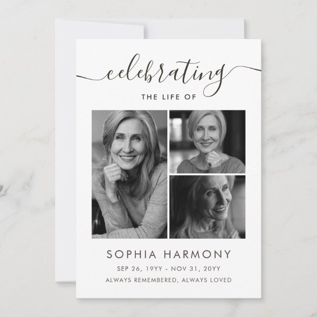 Elegant Script Photo Celebration of Life Program (Front)