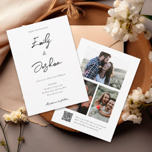 Elegant Script Photo Collage Wedding Invitation