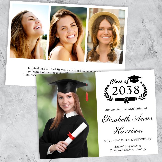 Elegant Script Photo College Graduation Announcement (An elegant college graduation announcement to celebrate the graduate's achievements)