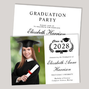 Elegant Script Photo College Graduation Party Invitation