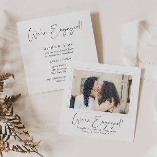 Elegant Script Photo Engagement Party Invitation