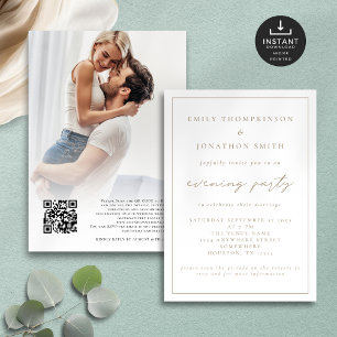  Elegant Script Photo Evening Wedding Invitation