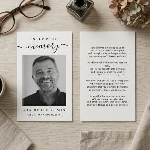 Elegant Script Photo Frame Memorial Business Card