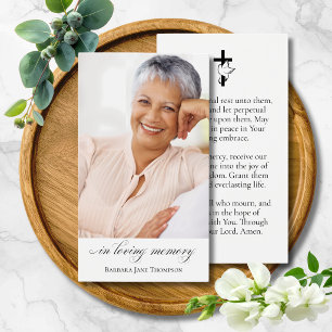 Elegant Script Photo Funeral Prayer Card